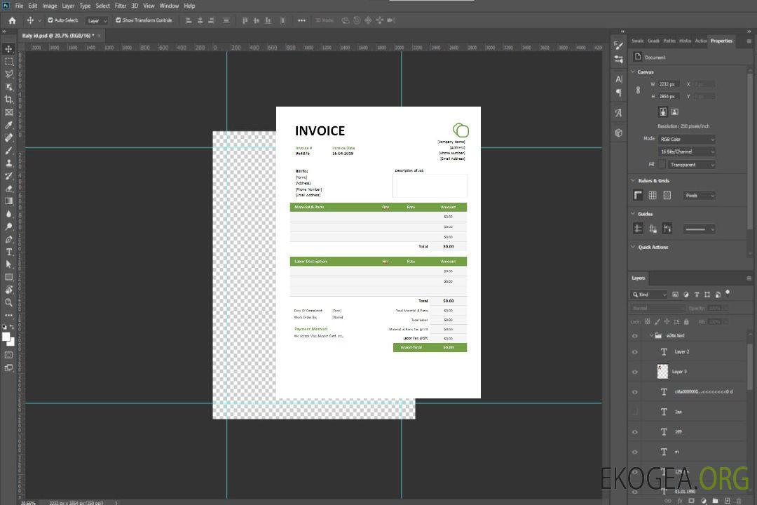 Modèle de facture de garage template